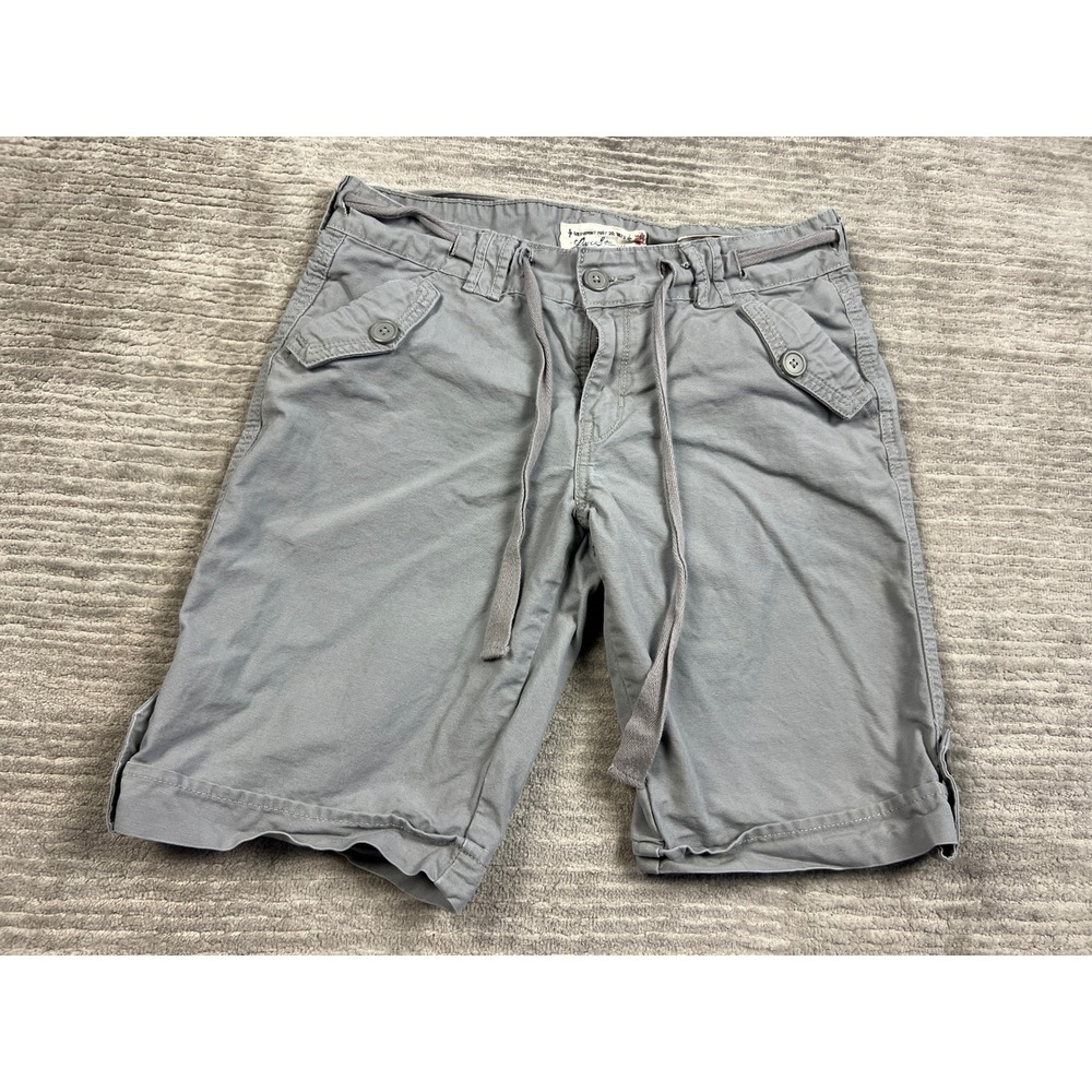 Levi Strauss Signature Shorts Womens 12 Gray Boy Fit Cargo Drawstring Cotton